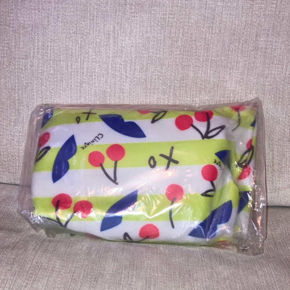 CLINIQUE Cherry Patterned Cosmetic Bag